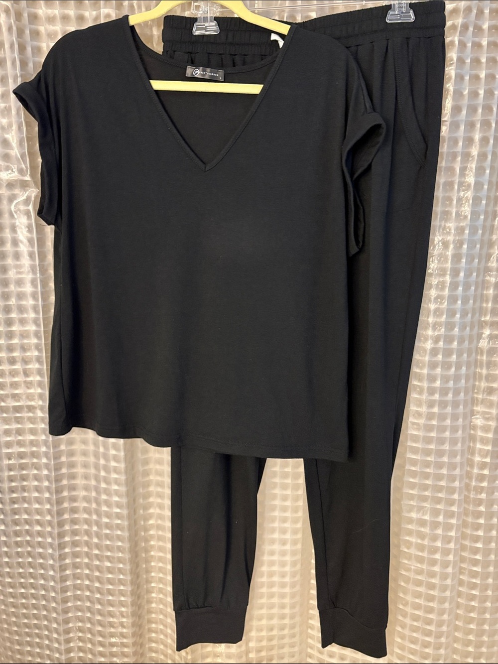 Black V-Neck Lounge Set